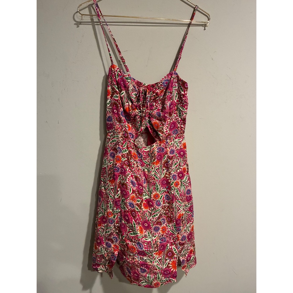 Skylar + Madison Pink Floral Cutout Mini Dress Small Summer Sun Dress